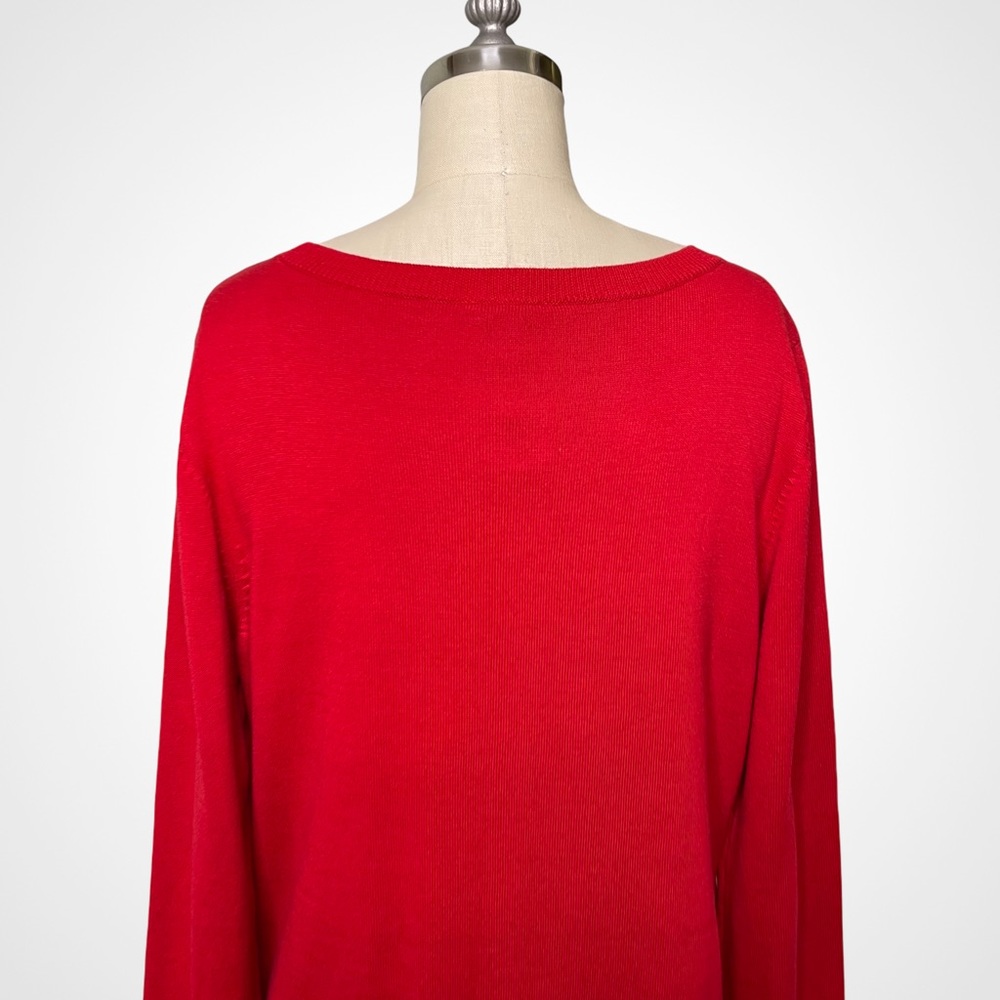 Talbots Red Argyle Crewneck Sweater Medium NWT - Picture 6 of 9